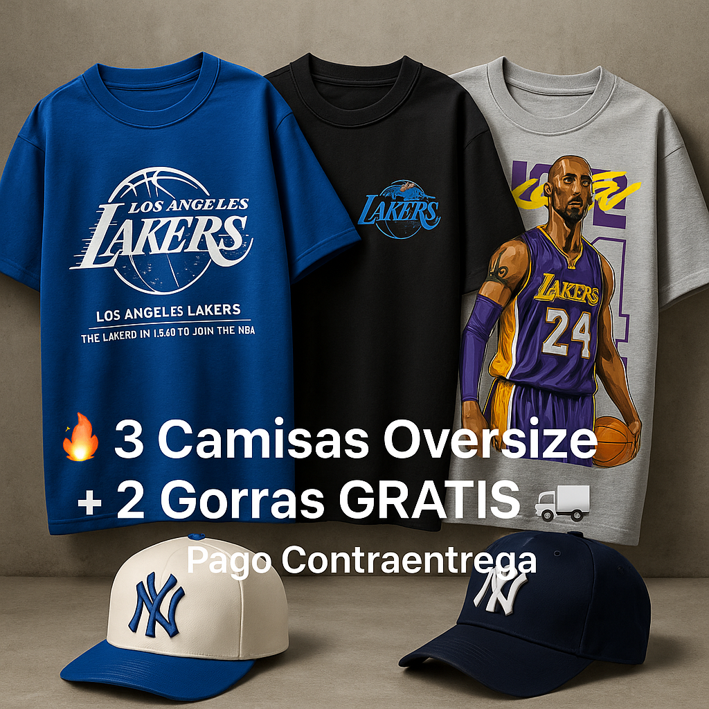 3 Oversize + 2 gorras GRATIS